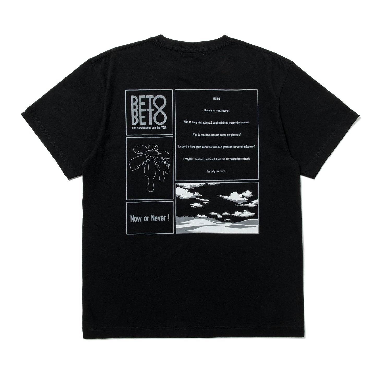 BETOBETO25 メッセージバックプリントTシャツ